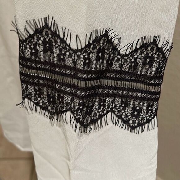 Twinset Women's XL Long Sleeve Lace Applique Blouse Cream Black Feminine Office - Picture 6 of 12